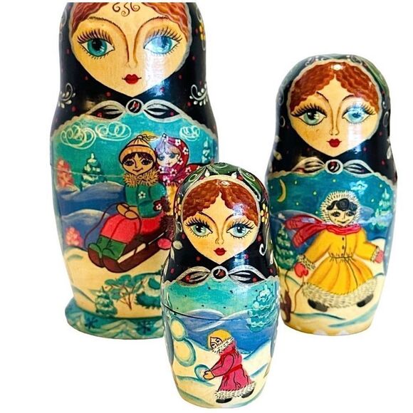 Vintage Hand Painted Nesting Dolls Signed - Picture 2 of 14